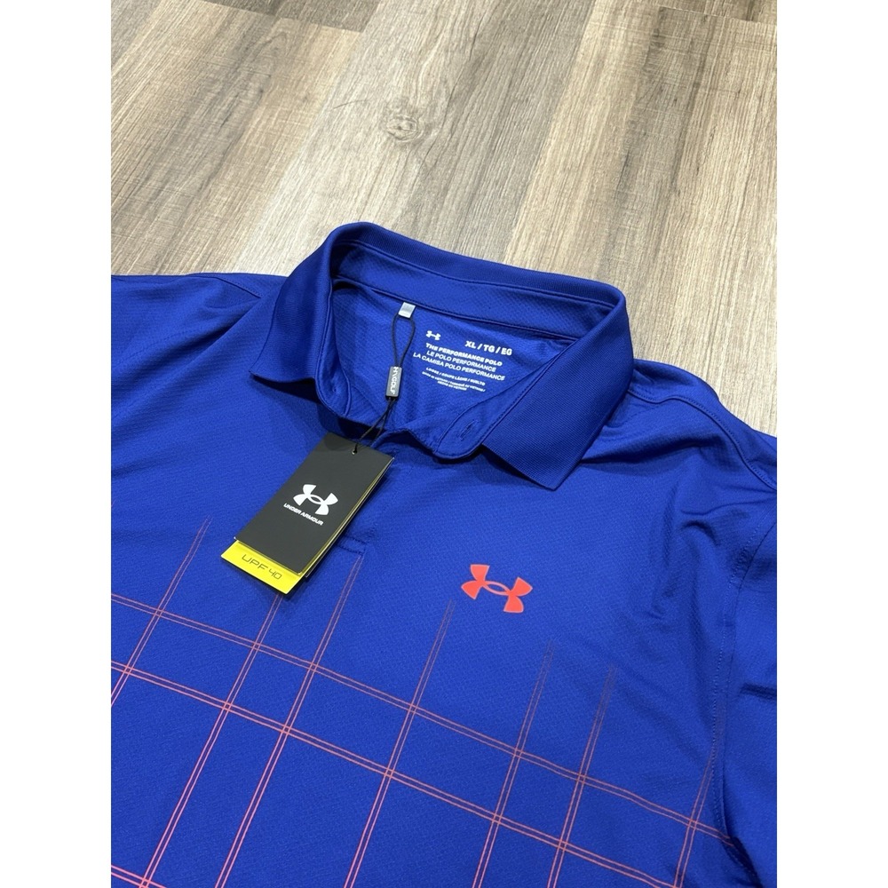 Under Armour The Performance Short Sleeve Polo Plaid NWT Mens‎ size XL